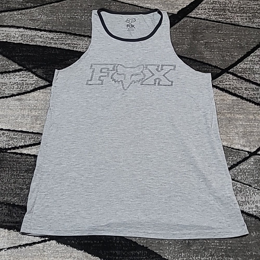 FOX RACING LOGO RAW-EDGE TANK-TOP GRAY